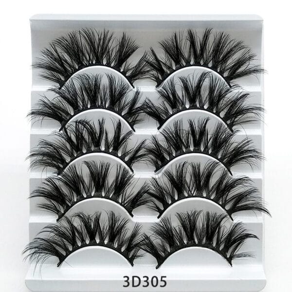 Mink False Eyelashes 3D False Eyelashes Five Pairs Of Soft Cotton Stalk Eyelashes - Image 5