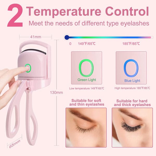 Heated Eyelash Curler - 2 Temp Settings, USB Rechargeable, Long-Lasting Lash Lift – Portable Electric Heated Eyelash Comb for Curling Lashes in 10s - Image 10