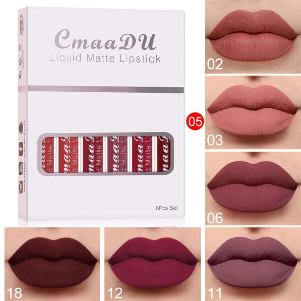 Waterproof Lipstick Set – 6-Piece Matte Non-Stick Long Lasting Lip Gloss Kit - Image 4