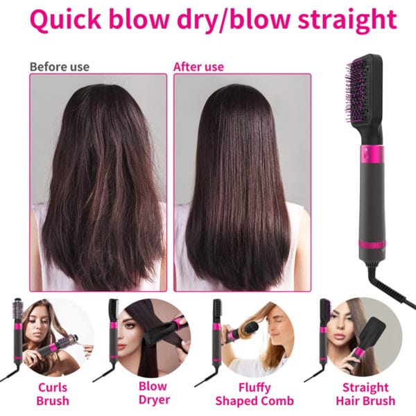 5-in-1 Hair Dryer Brush – Hot Air Styling Tool, Hair Curler & Straightener with Fast Heating and Negative Ion Technology - Image 3