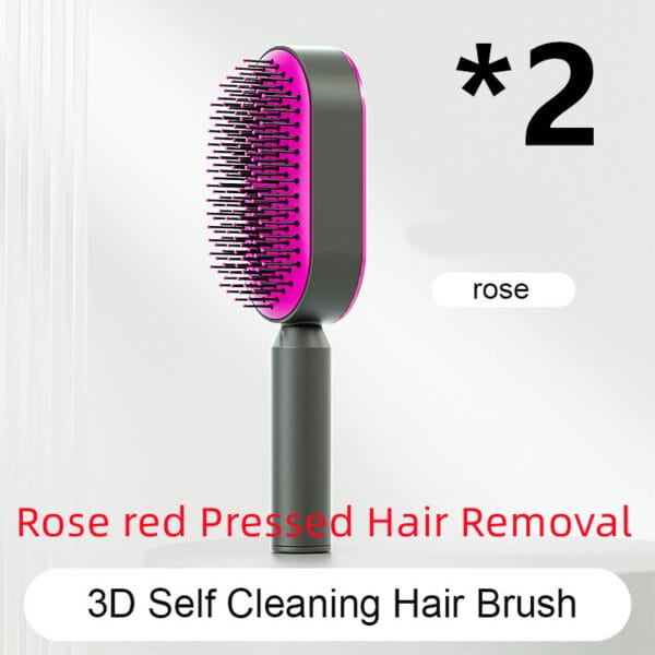 2-in-1 Self-Cleaning Hair Brush for Women – Anti-Static Massage Comb with One-Click Hair Removal - Image 4
