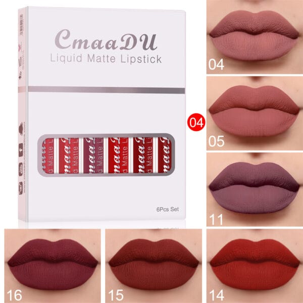 Waterproof Lipstick Set – 6-Piece Matte Non-Stick Long Lasting Lip Gloss Kit - Image 2