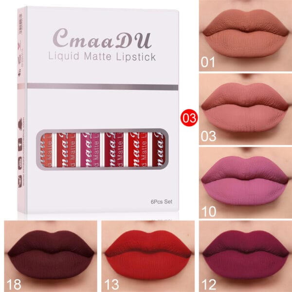 Waterproof Lipstick Set – 6-Piece Matte Non-Stick Long Lasting Lip Gloss Kit - Image 6