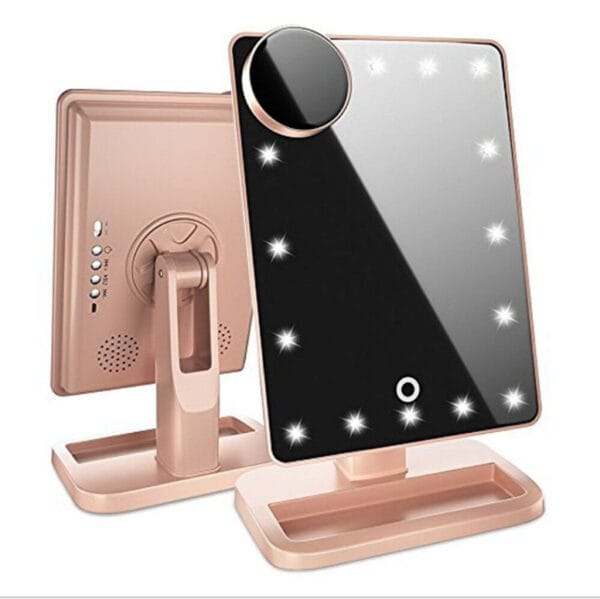 LED Makeup Mirror with Bluetooth Speaker, 20 LED Lights, 10X Magnification