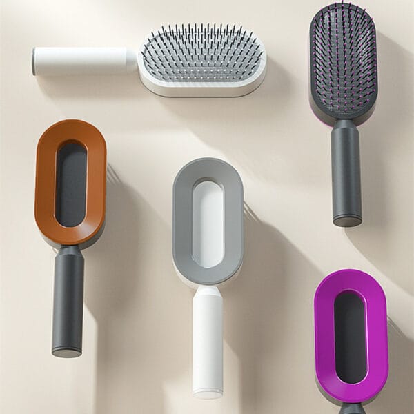 2-in-1 Self-Cleaning Hair Brush for Women – Anti-Static Massage Comb with One-Click Hair Removal - Image 9