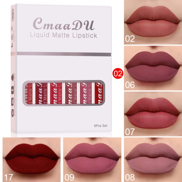 Waterproof Lipstick Set – 6-Piece Matte Non-Stick Long Lasting Lip Gloss Kit - Image 5