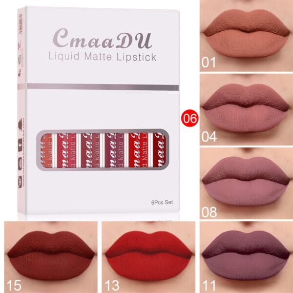 Waterproof Lipstick Set – 6-Piece Matte Non-Stick Long Lasting Lip Gloss Kit
