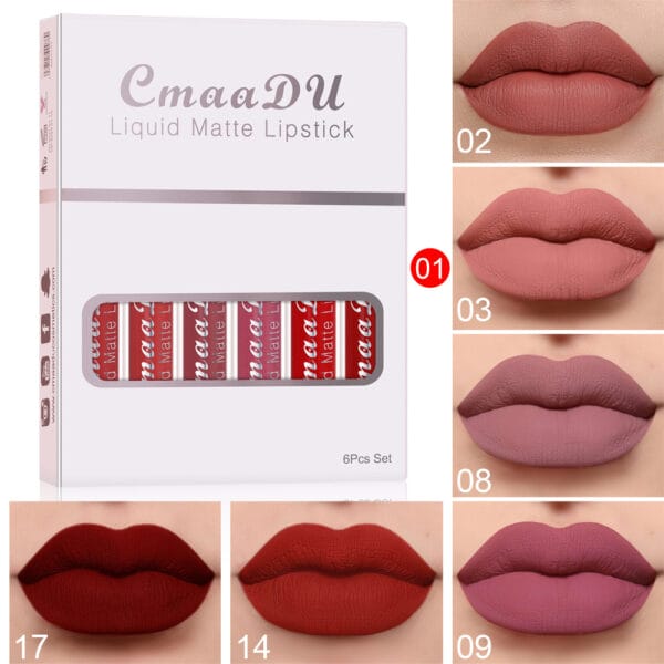 Waterproof Lipstick Set – 6-Piece Matte Non-Stick Long Lasting Lip Gloss Kit - Image 3
