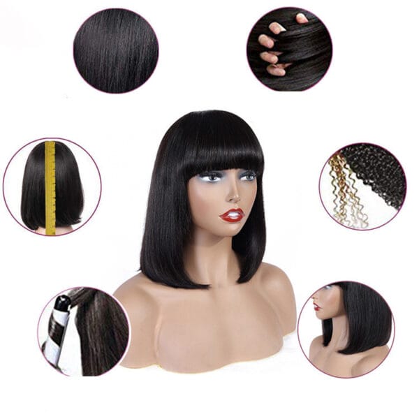 Human Hair Bob Wig Headgear Woven Top Heart Is Natural And Realistic - Image 5