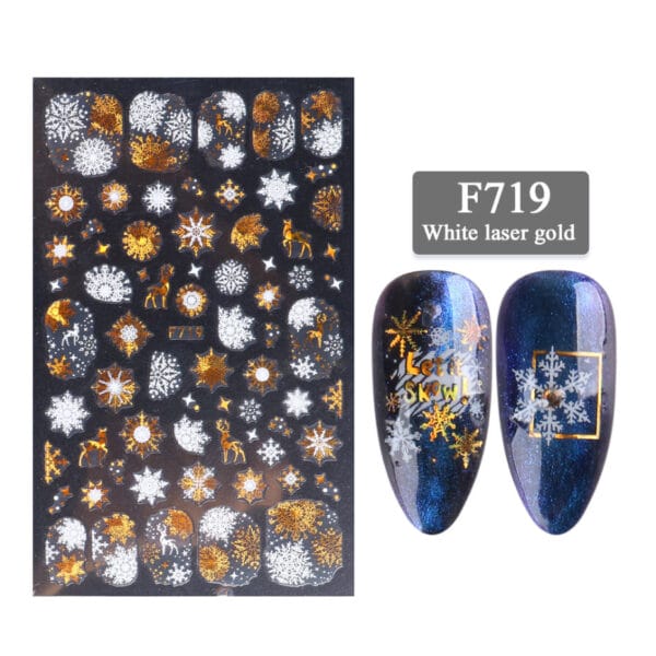 3D Christmas Nail Stickers – Golden Laser Snowflake Nail Decals for DIY Nail Decoration - Image 8
