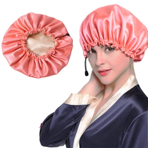 Shower Cap Soft Silk Dual-use Bath Cap Chemotherapy Cap - Image 4
