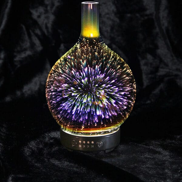 3D Glass Aroma Diffuser Colorful Lamp Humidifier Night Light - Image 2