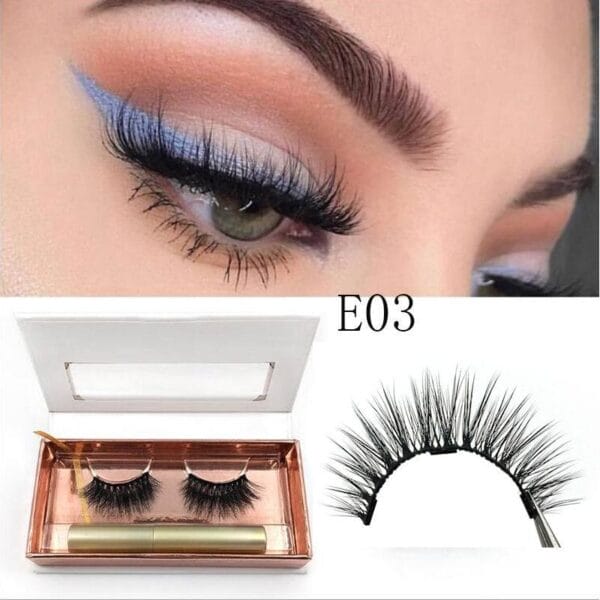 Magnetic Eyeliner magnet false eyelash three magnetization glue free glue false eyelash - Image 4