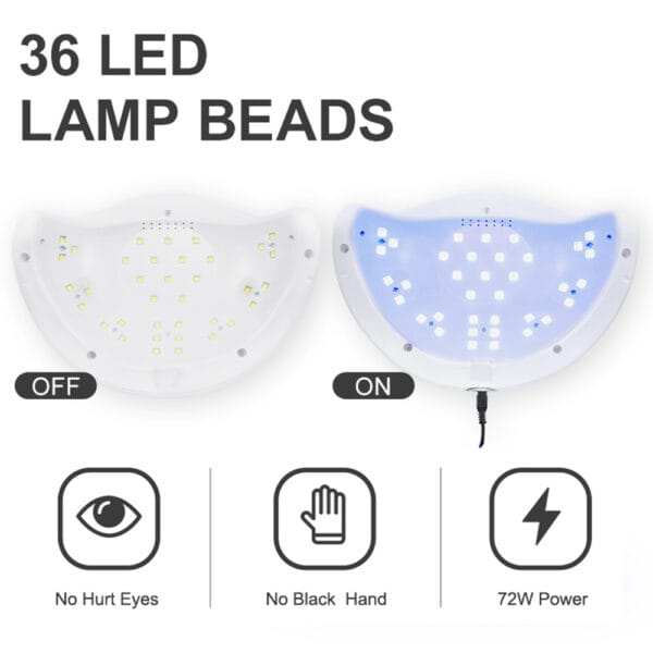 72W UVLED Dual Light Solar Nail Lamp - Image 3