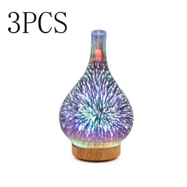 3D Glass Aroma Diffuser Colorful Lamp Humidifier Night Light - Image 8