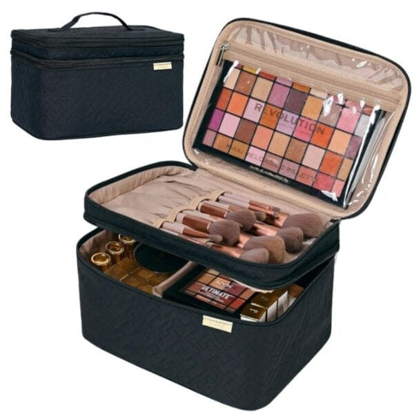 Portable Fashion Double Layer Cosmetics Bag - Image 7