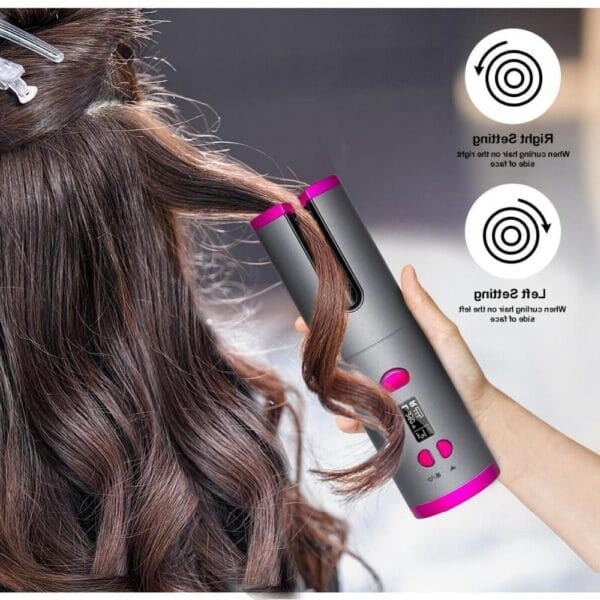 Cordless Hair Curler - 6 Heat Settings Rechargeable Wireless Curling Iron for Effortless Curls on the Go | Portable & Automatic Styling