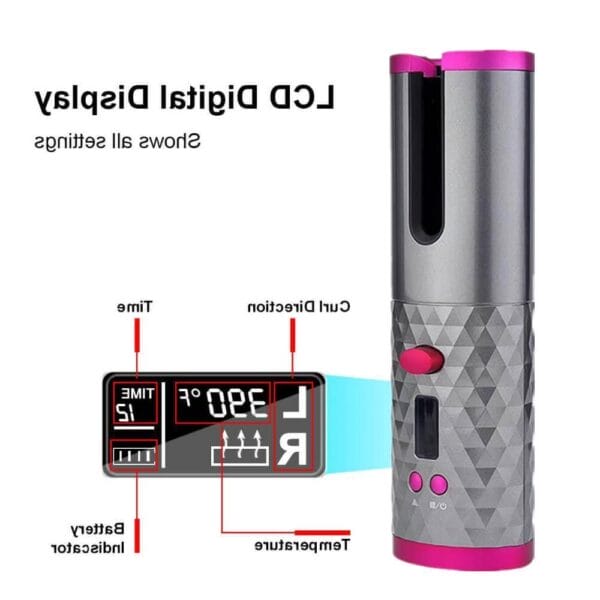 Cordless Hair Curler - 6 Heat Settings Rechargeable Wireless Curling Iron for Effortless Curls on the Go | Portable & Automatic Styling - Image 8