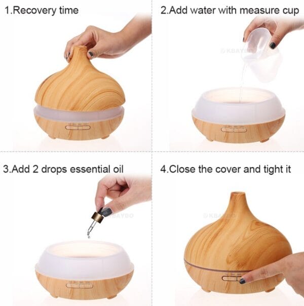 Creative Home Appliance Full Wood Grain Remote Control Aromatherapy Lamp - Image 10