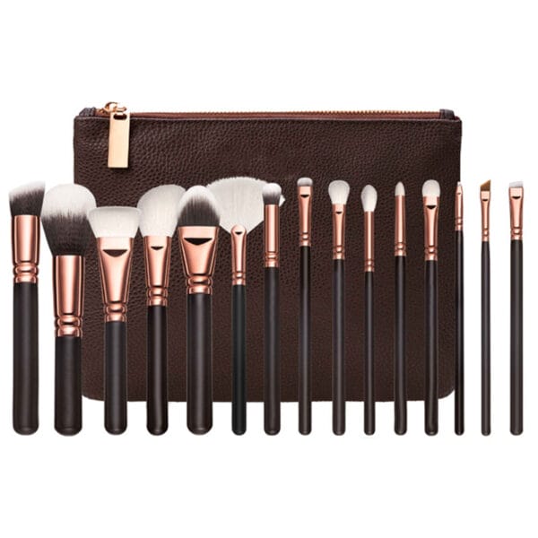 15 Makeup Brush With Bag  Rose Gold Makeup Brush Multi-function Makeup Tool Set - Image 4