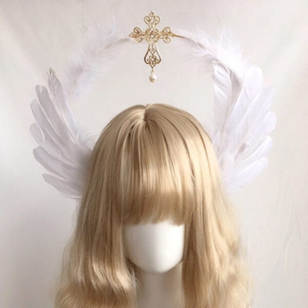 Wheat Ear Cross Feather Church Pope Golden Hair Ornament - Image 8