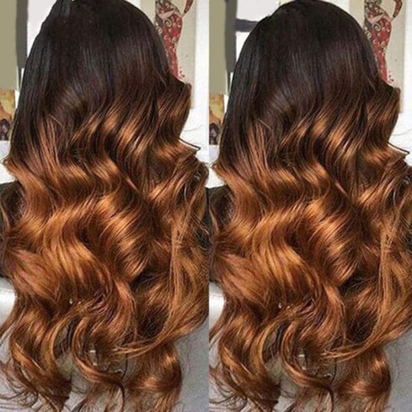 Ombre Lace Front Human Hair Wigs Remy Colorful - Image 2