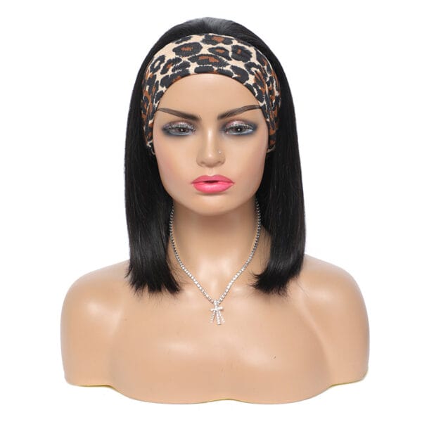 Headband Wig Human Hair Straight Bob Wigs - Image 4