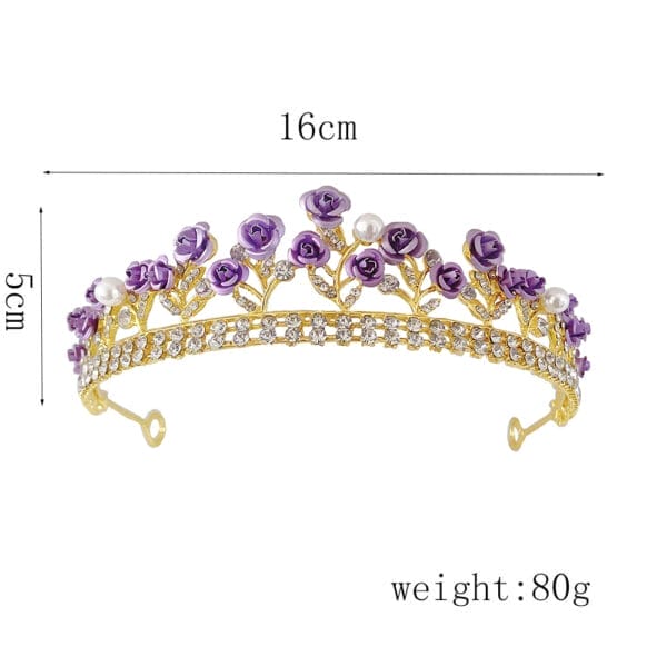 Purple Rose Crystal Jewelry Crown - Image 3