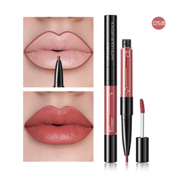 Pudaier Matte Lip Gloss Lip Liner 2 in1 Maquiagem Profissional Completa Agate Red Lip Tint Plumper Tattoo Makeup liquid Lipstick - Image 2