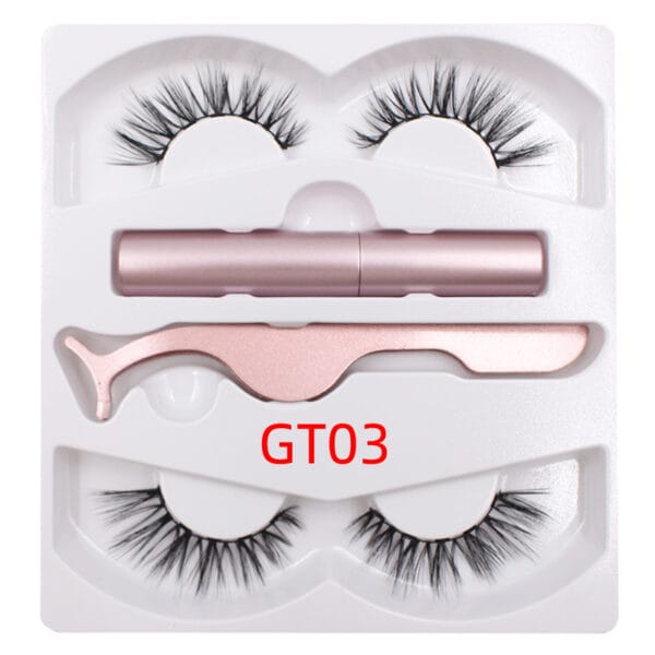 Magnetic Liquid Eyeliner & Magnetic False Eyelashes & Tweezer Set Waterproof Long Lasting Eyeliner False Eyelashes - Image 5