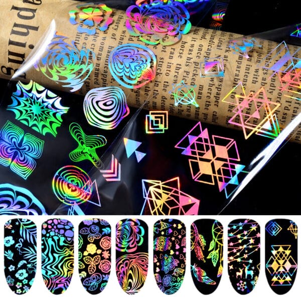 8 Laser Star Nail Stickers – Thermal Transfer Star Nail Decals - Image 3