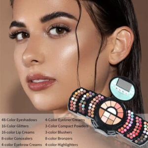 108 Color Shimmer Eyeshadow Palette - Rose Red Cosmetic Case for Makeup Artists