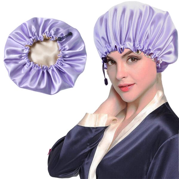 Shower Cap Soft Silk Dual-use Bath Cap Chemotherapy Cap - Image 5