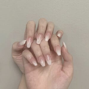 20-Piece Wearable False Nails Set – Ballet White Press-On Nails, Reusable & Fashion Ready