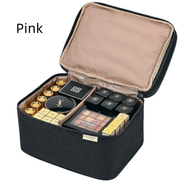 Portable Fashion Double Layer Cosmetics Bag - Image 4
