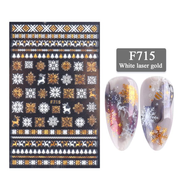 3D Christmas Nail Stickers – Golden Laser Snowflake Nail Decals for DIY Nail Decoration - Image 5