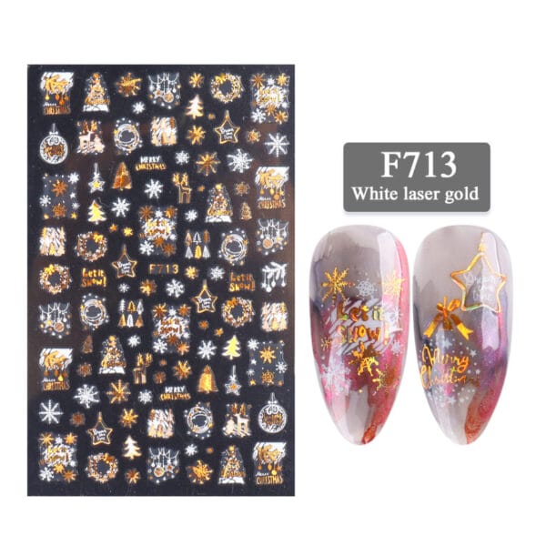 3D Christmas Nail Stickers – Golden Laser Snowflake Nail Decals for DIY Nail Decoration - Image 4