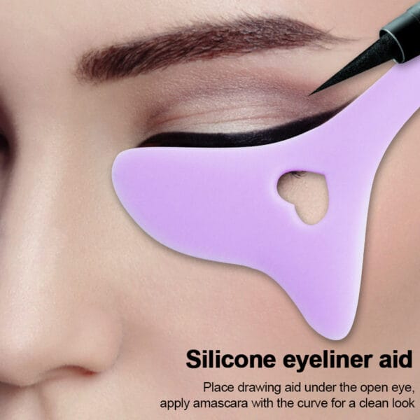 Silicone Eyeliner Stencil Wing Tip Mascara Drawing Lipstick Aid Face Cream Applicator For Beginners Makeup Tool Eyeliner Stencils Silicone Winged Tip Eyeliner Aid Eyebrow Pencil Stencil Reusable - Image 3
