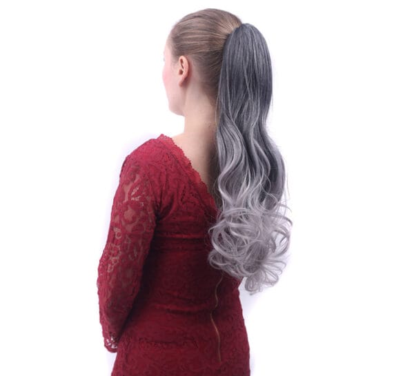 Colorful Gradient Color Clip Ponytail Wig - Image 2