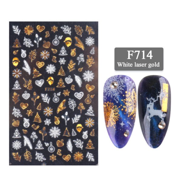 3D Christmas Nail Stickers – Golden Laser Snowflake Nail Decals for DIY Nail Decoration - Image 9