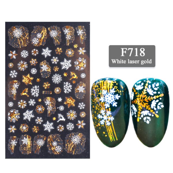 3D Christmas Nail Stickers – Golden Laser Snowflake Nail Decals for DIY Nail Decoration - Image 10