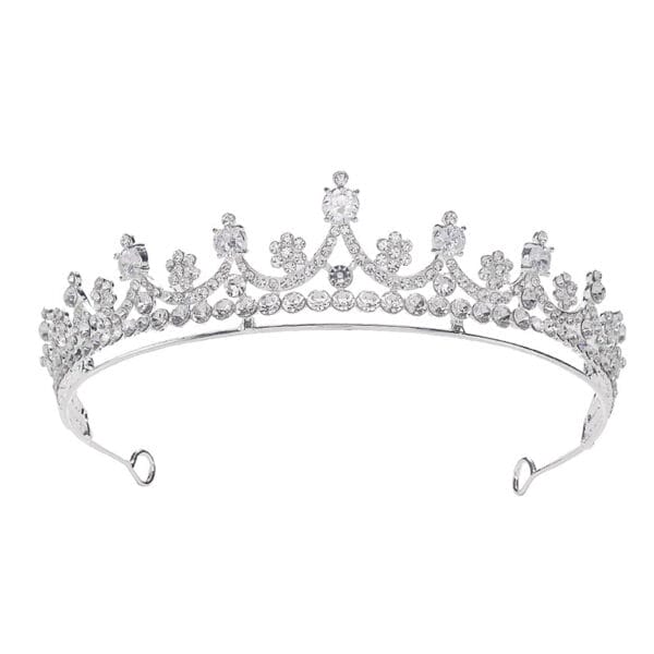 Simple Rhinestone Silver Headband Crown - Image 4