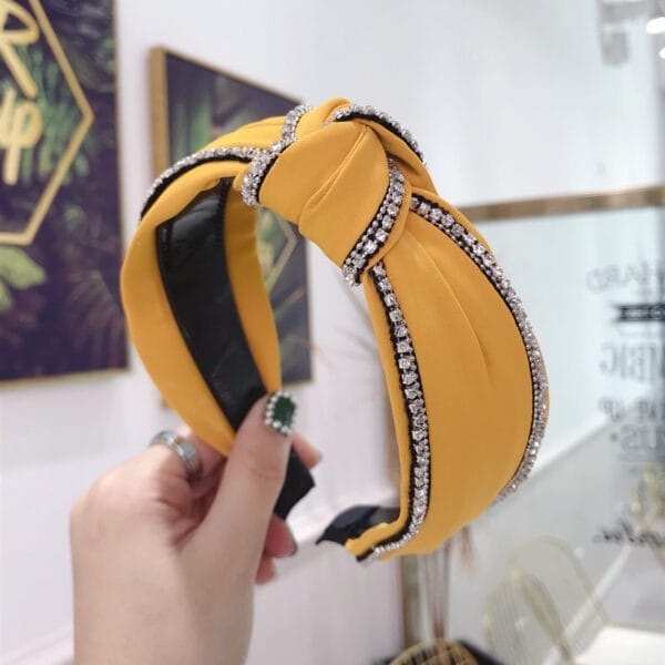 Fabric Diamond-studded Knotted Wide-brimmed Toothed Headband - Image 2