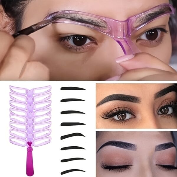 8pcs Eyebrow Stencils Kit – Reusable Eyebrow Shaping Template with Handle - Image 7