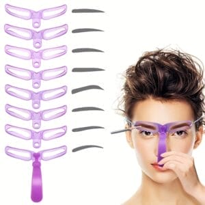 8pcs Eyebrow Stencils Kit – Reusable Eyebrow Shaping Template with Handle