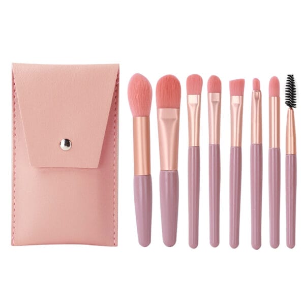 Portable Makeup Brush Set – 8 Soft Hair Brushes with PU Bag - Image 6